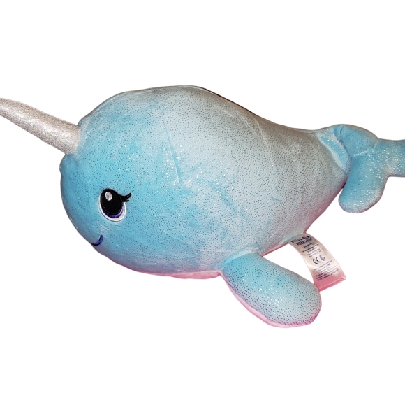 Build-A-Bear 2018 BAB Plush Blue Sparkle Narwhal Sea Unicorn Stuffed Toy Retired - Picture 4 of 9